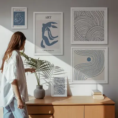 Gallery wall met abstracte moderne lijnen