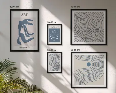 Gallery wall met abstracte moderne lijnen
