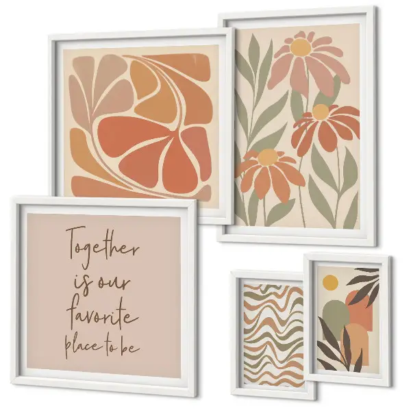 Wanddecoratie compositie met natuurlijke bloemen