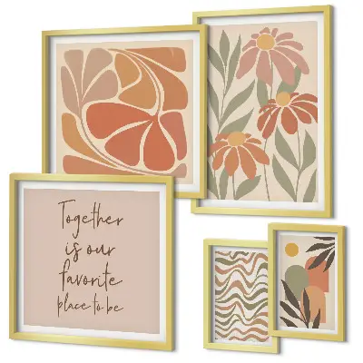Wanddecoratie compositie met natuurlijke bloemen