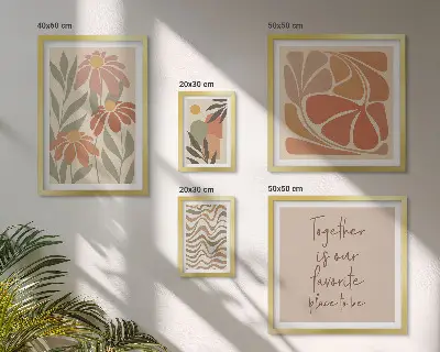 Wanddecoratie compositie met natuurlijke bloemen