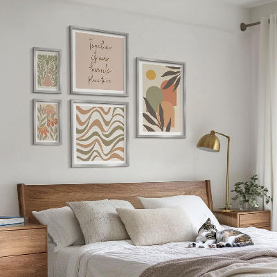 Moderne schilderijen set Stijlvolle pastelkleurige plantendecoraties