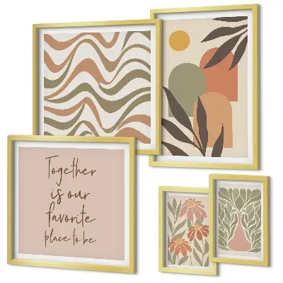 Moderne schilderijen set met stijlvolle pastelkleurige plantendecoraties