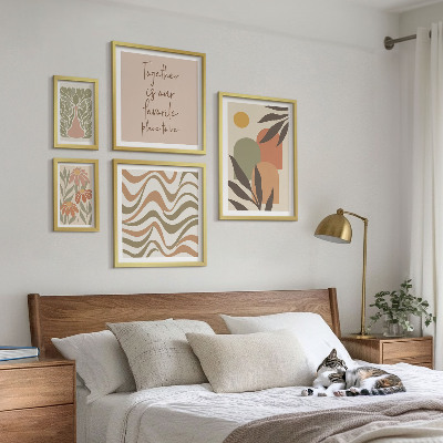 Moderne schilderijen set Stijlvolle pastelkleurige plantendecoraties