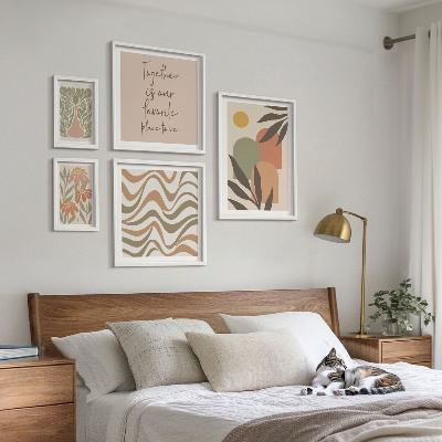 Moderne schilderijen set Stijlvolle pastelkleurige plantendecoraties