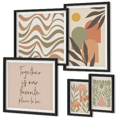 Moderne schilderijen set Stijlvolle pastelkleurige plantendecoraties