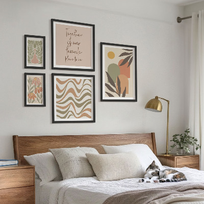 Moderne schilderijen set Stijlvolle pastelkleurige plantendecoraties