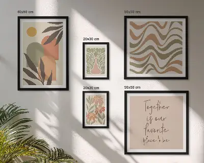 Moderne schilderijen set met stijlvolle pastelkleurige plantendecoraties