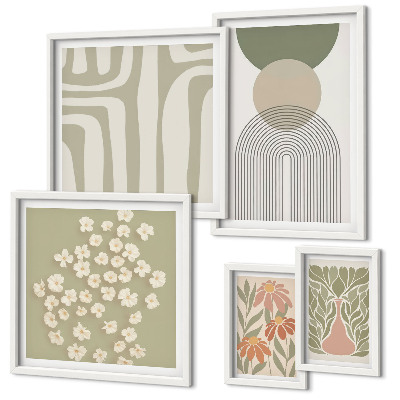 Gallery wall Stijlvolle pastelkleurige plantenafbeeldingen