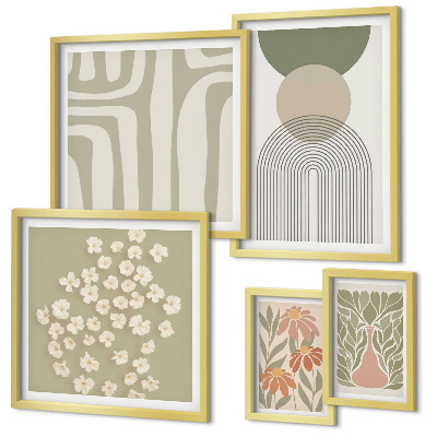 Gallery wall Stijlvolle pastelkleurige plantenafbeeldingen