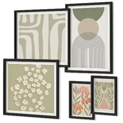 Gallery wall Stijlvolle pastelkleurige plantenafbeeldingen