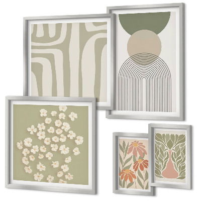Gallery wall Stijlvolle pastelkleurige plantenafbeeldingen