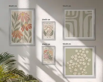 Moderne schilderijenset met bloemenpatronen in de stijl van Londen Parijs boho