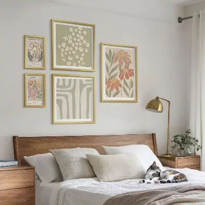 Moderne schilderijenset met bloemenpatronen in de stijl van Londen Parijs boho