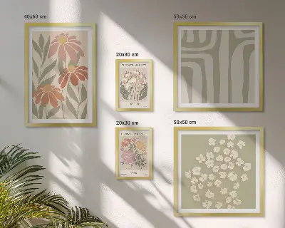 Moderne schilderijenset met bloemenpatronen in de stijl van Londen Parijs boho