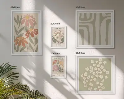 Moderne schilderijenset met bloemenpatronen in de stijl van Londen Parijs boho