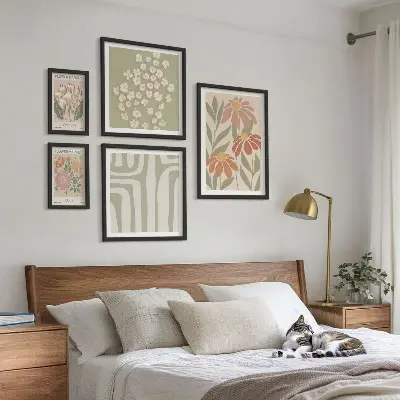 Moderne schilderijenset met bloemenpatronen in de stijl van Londen Parijs boho
