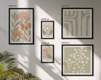 Moderne schilderijenset met bloemenpatronen in de stijl van Londen Parijs boho