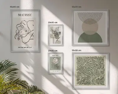 Wanddecoratie met plantenmotief minimalistische compositie