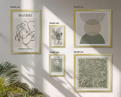 Wanddecoratie met plantenmotief minimalistische compositie