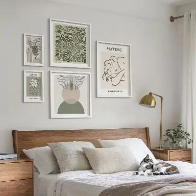 Wanddecoratie met plantenmotief minimalistische compositie