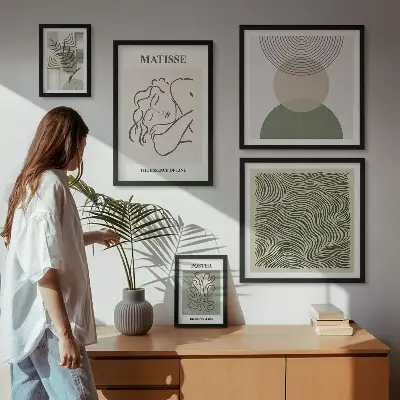Wanddecoratie met plantenmotief minimalistische compositie