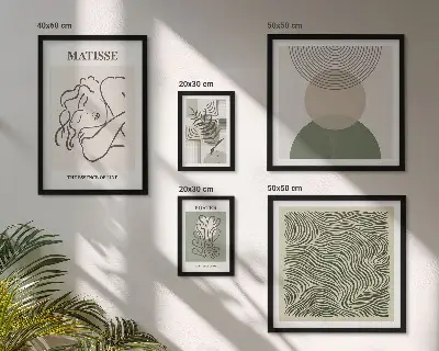Wanddecoratie met plantenmotief minimalistische compositie