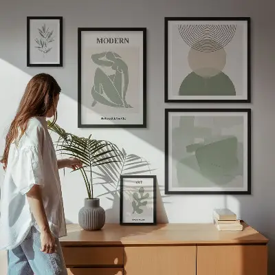 Moderne schilderijenset met abstracte stijl
