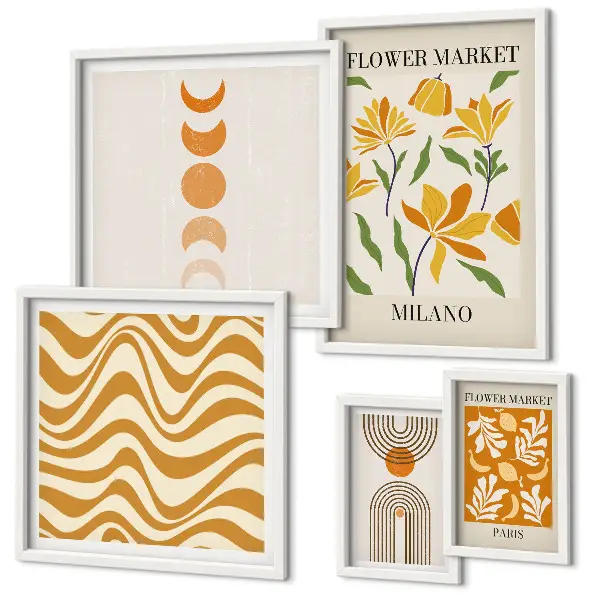 Moderne schilderijen set met stijlvolle bloemdecoraties