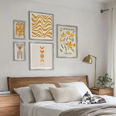 Moderne schilderijen set met stijlvolle bloemdecoraties