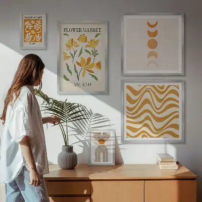 Moderne schilderijen set met stijlvolle bloemdecoraties