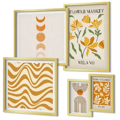 Moderne schilderijen set met stijlvolle bloemdecoraties