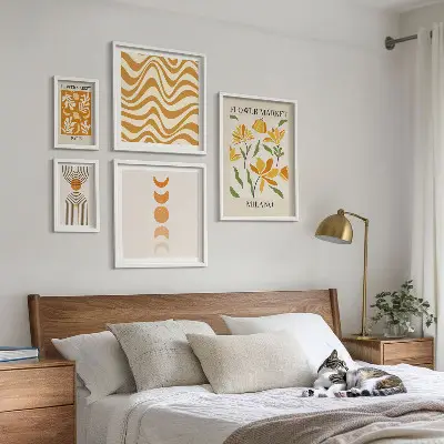 Moderne schilderijen set met stijlvolle bloemdecoraties
