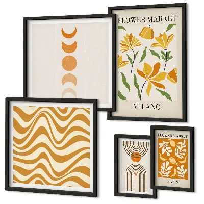 Moderne schilderijen set met stijlvolle bloemdecoraties