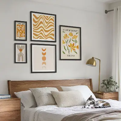 Moderne schilderijen set met stijlvolle bloemdecoraties