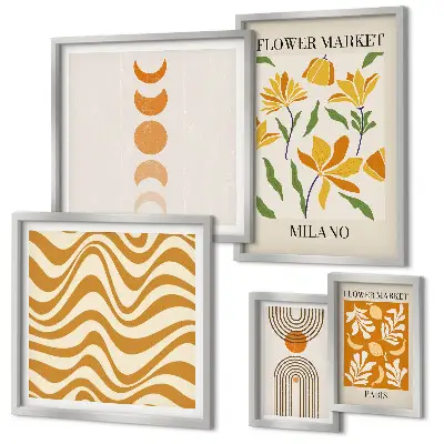 Moderne schilderijen set met stijlvolle bloemdecoraties