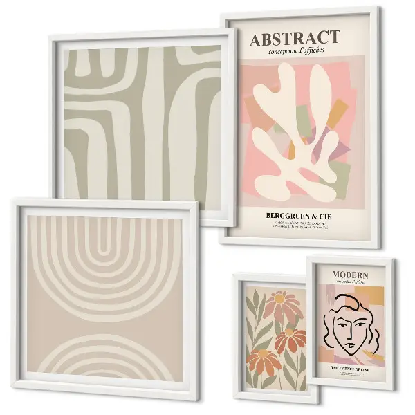 Gallery wall met abstracte planten stijlvolle wanddecoratie