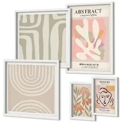 Gallery wall met abstracte planten stijlvolle wanddecoratie