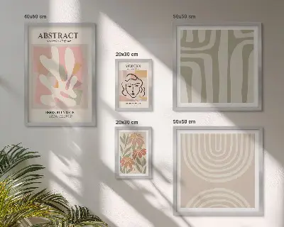 Gallery wall met abstracte planten stijlvolle wanddecoratie