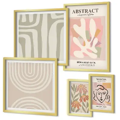 Gallery wall met abstracte planten stijlvolle wanddecoratie
