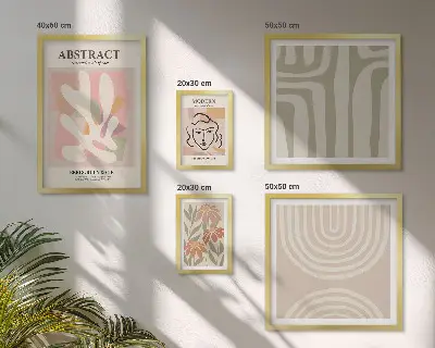 Gallery wall met abstracte planten stijlvolle wanddecoratie