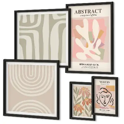 Gallery wall met abstracte planten stijlvolle wanddecoratie