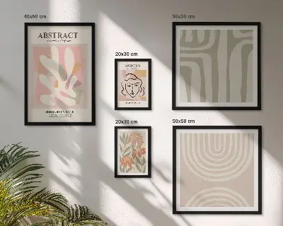 Gallery wall met abstracte planten stijlvolle wanddecoratie