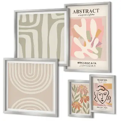 Gallery wall met abstracte planten stijlvolle wanddecoratie