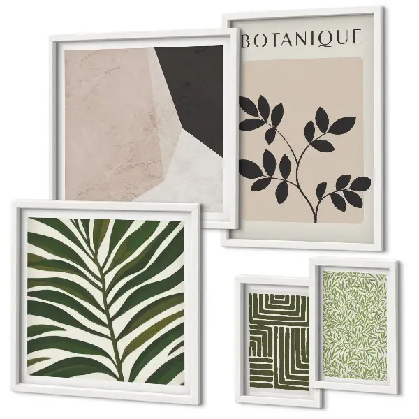 Set van moderne schilderijen met plantinspiraties