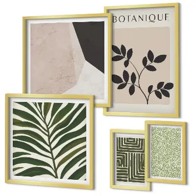 Set van moderne schilderijen met plantinspiraties