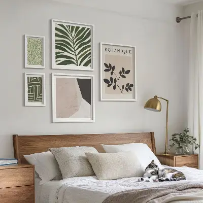 Set van moderne schilderijen met plantinspiraties