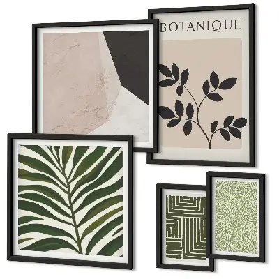 Set van moderne schilderijen met plantinspiraties