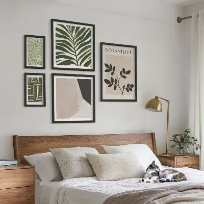 Set van moderne schilderijen met plantinspiraties