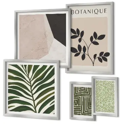 Set van moderne schilderijen met plantinspiraties